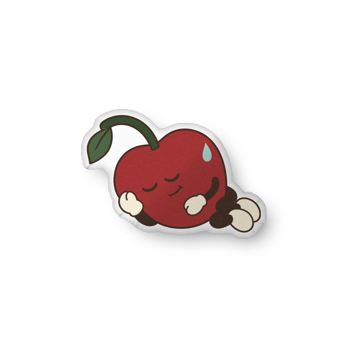 Approved Printful digital proof — exact-palette curled sleeping Pit custom-shaped pillow, complete silhouette; view 1; gt-984782975.