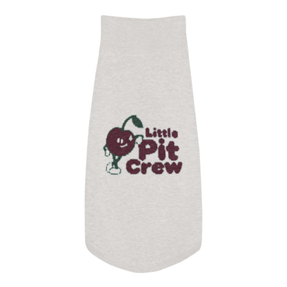 Little Pit Crew knitted pet sweater — Bone base with Burgundy, Pine and Powder — Flat back — approved Printful M proof 985171006