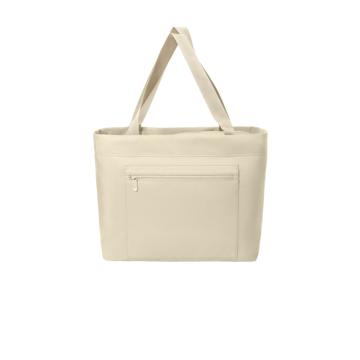 Sahara matte carryall construction reference showing the front zipper, pocket and tonal handles