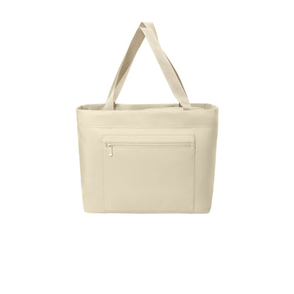 Sahara matte carryall construction reference showing the front zipper, pocket and tonal handles