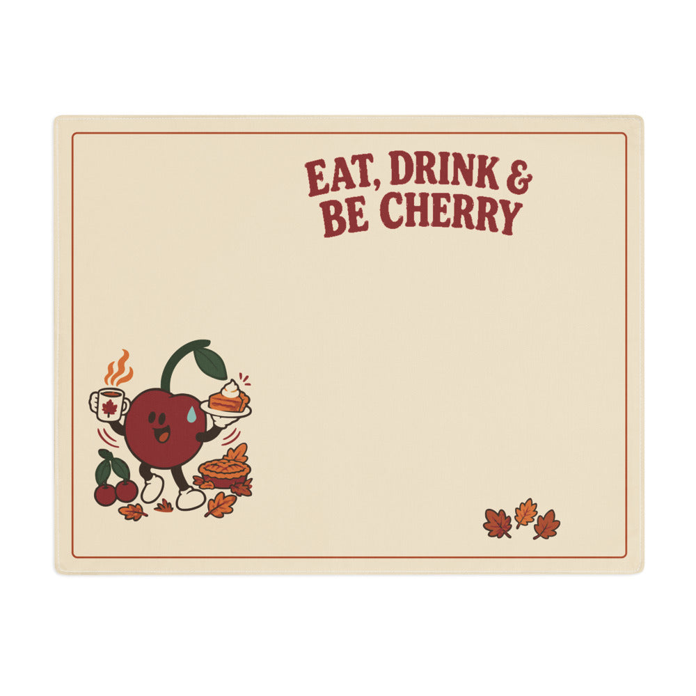 Eat, Drink & Be Cherry Cotton Placemat — actual Printful digital proof