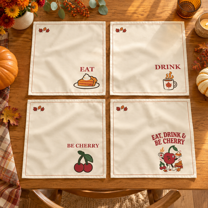 Eat, Drink & Be Cherry Napkins — Set of 4 — staged lifestyle image