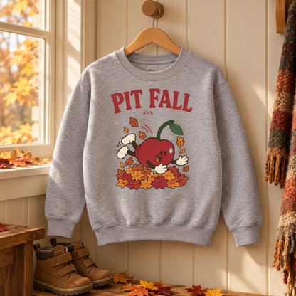 Pit Fall Youth Crewneck — staged lifestyle image