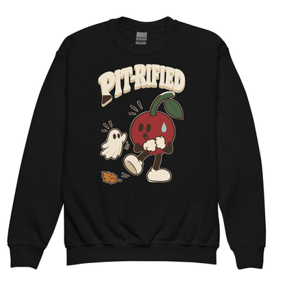 Pit-rified Youth Crewneck — actual Printful digital proof