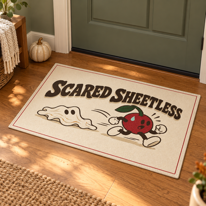 Scared Sheetless Indoor Rug — staged lifestyle view