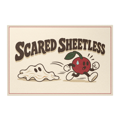 Scared Sheetless Indoor Rug — actual Printful digital proof