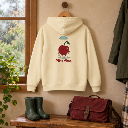 Pit’s Fine Youth Hoodie — Ivory — back view in a warm everyday setting