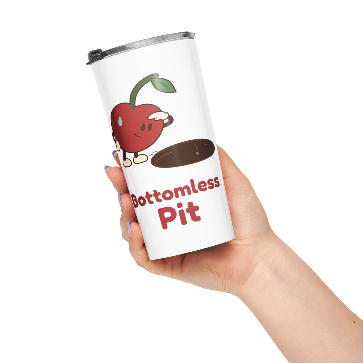 Approved Printful proof — Bottomless Pit Tumbler — Lifestyle Right — gt-985082226