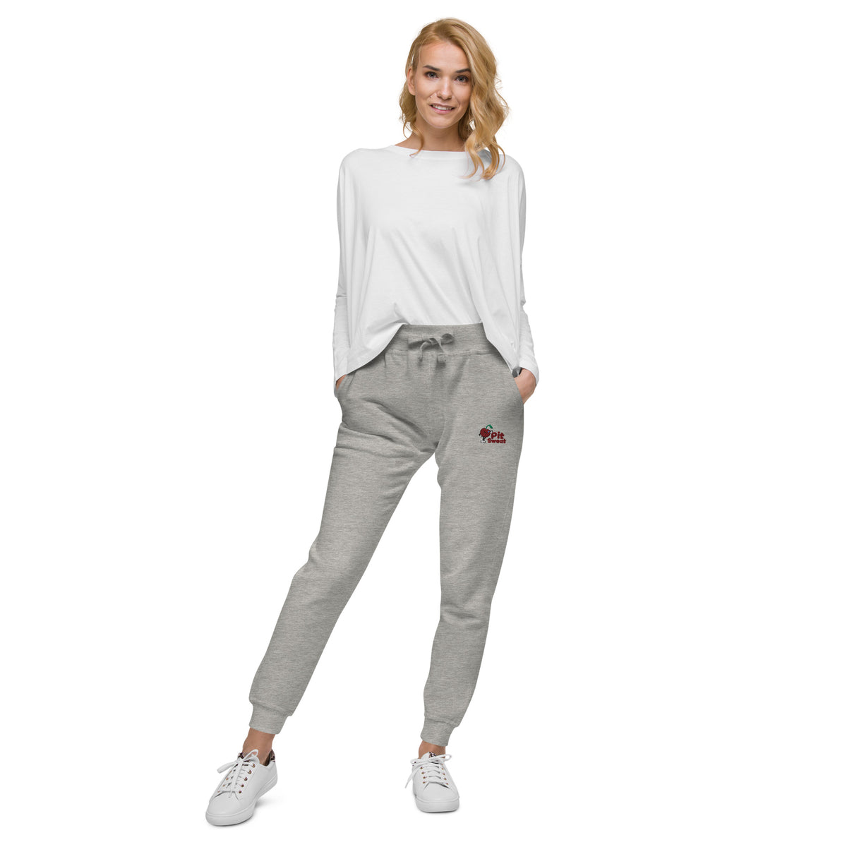Approved Printful proof — Cotton Heritage M7580 Carbon Grey — leaning Pit and wordmark front embroidery — Women's Front — gt-985147526