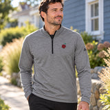 Black Heather adidas quarter-zip with little Pit, worn on a neighborhood walk